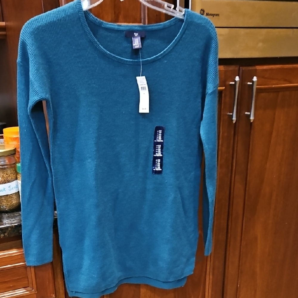 GAP Women's Deep Teal Crew Neck Sweater